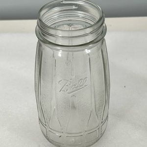 Vintage Ball Clear Glass Leaves Design Canning Mason Jar 1970's